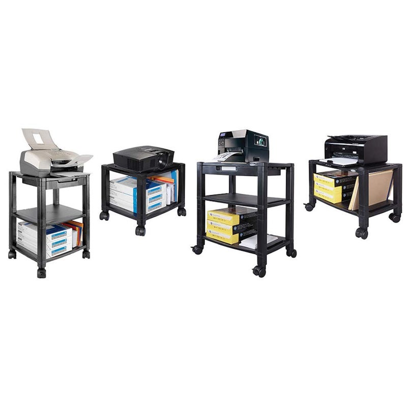 Kantek Mobile Printer Stand Cart, 2 Shelf with Drawer, Adjustable Height, Cable Management, Locking Casters, 17" x 13.25" x 14.12" - Image 4